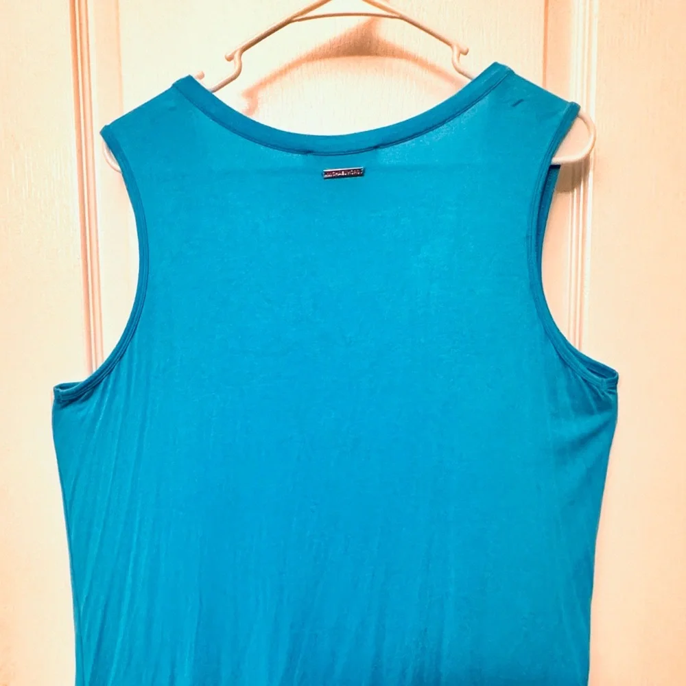 Michael Kors Tile Blue Silver Grommet Fringe Tank Top Size XL EUC - Picture 5 of 7